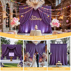 Gallety Purple Backdrop Curtains 30FT x 10FT, Fabric Backdrop Curtains for Parties, Polyester Photo Backdrop Drapes for Wedding, Birthday, Graduation, Engagement & Celebration Decorations - Image 4
