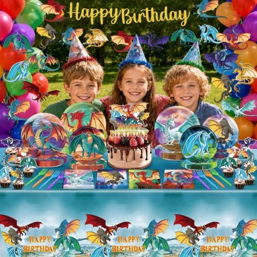 178Pcs Dragon Birthday Party Supplies Set Fantasy Dragon Knight Decoration - Image 7