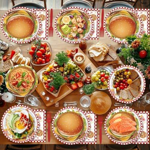 250 Pcs BBQ Birthday Plates and Napkins, 50 Guests Disposable Tableware - Image 3