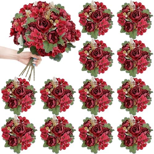 12 Bundles Peonies Artificial Flowers & Pack of 8 Baby Shower Centerpieces for Tables - Image 2