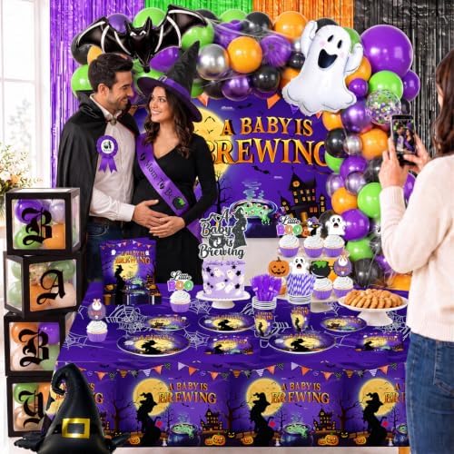 Halloween Baby Shower Decorations, 286Pcs a Baby is Brewing Baby Shower Kit - Image 2