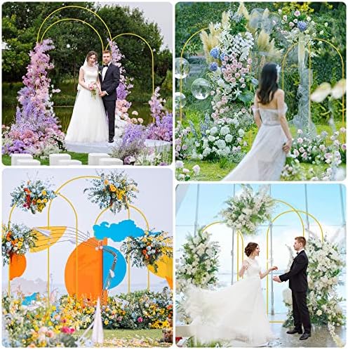 Wokceer Wedding Arch Backdrop Stand 8FT, 7.2FT, 6.6FT Set of 3 Gold Metal Arch Backdrop Stand for Wedding Ceremony Baby Shower Birthday Party Garden Floral Balloon Arch Decoration - Image 6
