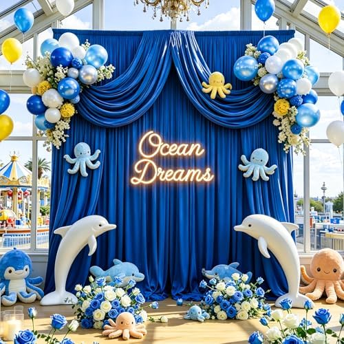 Gallety Royal Blue Backdrop Curtain for Wedding, Polyester Photography Backdrop Drapes - 30FT x 10FT Photobooth Backdrop Curtains for Celebration,Birthday,Event,Graduation Party Decorations - Image 5
