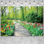 10x7ft Spring Backdrop Garden Colorful Flowers Photography Background Green Tree Forest Nature Scenery Bridal Shower Wedding Banner Decorations Kids Adults Birthday Portrait Photo Booth Prop - Image 3
