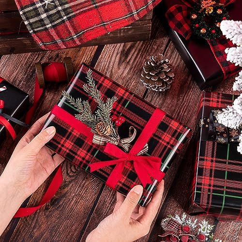 WRAPAHOLIC 30 Inch Jumbo Reversible Plaid Wrapping Paper - 30 Inch x 100 Feet Jumbo Roll Red and Black Plaid Christmas Wrapping Paper for Christmas, Birthday, Baby Shower, Holiday - Image 5
