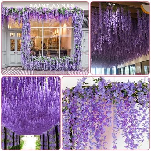 Alotiki Purple Wisteria Hanging Flowers, 75 Pack Fake Hanging Flowers - Image 4