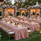 Dusty Rose Tablecloth Rectangle Tables 6FT, Polyester Wrinkle Free Stretch Table Cloth 6ft Fitted Table Cover with Pleated Ruffle Skirt for Weddings Birthday Banquet Baby Shower - Image 4