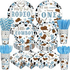450 Pcs Tableware Set, Serve 50, Blue, My First Rodeo Birthday by Unknown