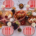 Pajean 175 Pcs Gingham Paper Plates and Napkins, Red White - Image 6