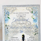 Hosmsua 50PCS Personalized Silver Glitter Quinceanera Invitations Kit 5.1x7.3 Inch Laser Cut Floral Crown Pocket Quinceanera Invitation Cards with Envelopes for Birthday Quince Invitation - Image 4