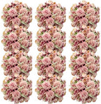 Tigeen 12 Bundles Peonies Artificial Flowers Faux Roses, Fuchsia by Tigeen