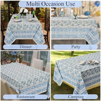 Ridhi Asparagus Green Hand Block Print Cotton Tablecloth 118 x 70 Inch - Image 5