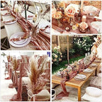 35x120 Inch Dusty Blush Cheesecloth Table Runner Boho Wedding Party Decor - Image 6