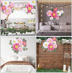Lincia 80 Pcs Giant Tissue Paper Flowers with Artificial Eucalyptus Leaves, Large Paper Flower Decoration for Wall Tea Party Supplies Baby Shower Birthday Nursery Room Wedding(Cute Color,24''/12'') - Image 6
