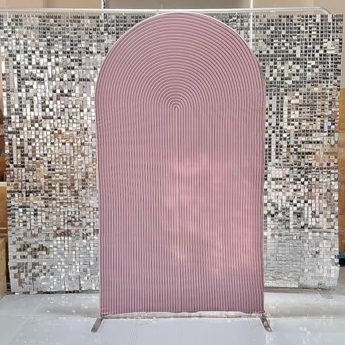 HUAYI Pink Ripples Pattern Arch Backdrop Cover for Birthday Party Wedding Baby Shower Decorations Chiara Backdrops Arched Wall Frame Stands Covers Props GP-456 3ft * 5ft - Image 2