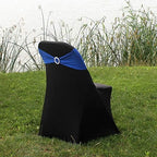 50pcs Spandex Sashes for Chair Wedding Party Banquet Decoration Stretch Chair Sashes Bows Chair Bands with Buckle for Wedding Hotel Banquet Birthday Party Decorations(Royal Blue) - Image 4