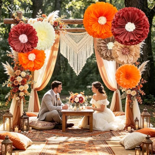 Serwalin 8 Pcs 31.5"*24"*20" Fall Giant Paper Flowers Decorations for Wall - Image 5
