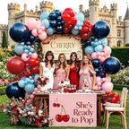 Red Blue Pink Balloon Garland Double Stuffed Dark Navy Blue Red Cherry Balloon Arch Kit for Graduation 4th of July Birthday Baby Shower Bridal Wedding Party Decorations - Image 5