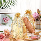 Kigeli 100 Pcs 8x12'' Large Organza Bag Drawstring Gift Pouch, Gold, Vine - Image 4