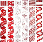 MAYREEL 2.5 Inch Red and White Christmas Ribbon Wired Candy Cane for Christmas Trees Wreaths Tree Toppers Crafts Home Decor Gift Wrapping 6 Rolls Total 36 Yards by MayReel