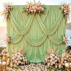 30ft x 10ft Sage Green Backdrop Curtains for Parties, 6 Panels 5ft x 10ft Wrinkle-Free Drapes for Wedding Backdrop Boho Rustic Garden Party Engagement Baby Shower Photography Background by Gewonelife