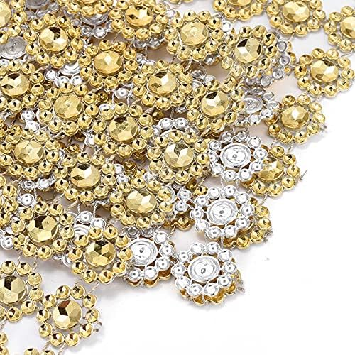 Craftdady 10 Yards Flower Rhinestone Mesh Wrap 6 Rows Golden Crystal Faux Diamond Bling Mesh Ribbon for Wedding Cakes Birthday Baby Shower Decorations DIY Crafts - Image 3