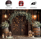8 x 6 ft Wedding Rustic Barn Door Backdrop Country White Roses Vintage Farmhouse Wooden Photography Backdrop Cabin Wooden Birthday Baby Shower Wedding Bridal Party Photo Booth Studio Prop - Image 5