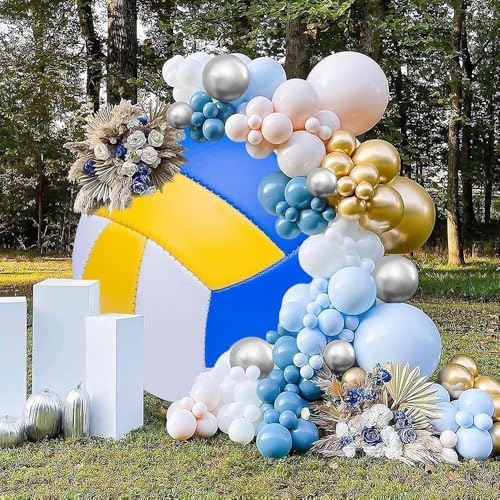 Volleyball Round Backdrop Cover Volleyball Sports Themed Background for Photography Boys Girls Birthday Party Decoration Volleyball Sports Events Club Photo Shoot Studio Props 7.5x7.5ft - Image 2