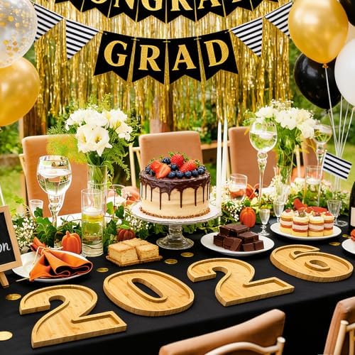 4 PCS 2026 Charcuterie Boards Wooden Numbers Fillable Boxes Reusable Wedding Serving Tray for Party Centerpieces Decoration Back to School Decor Platter for Birthday Grad Baby Shower Tabletop Supply - Image 3