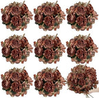 8 Pack Artificial Peonies Bulk - Burnt Orange by TOBILU