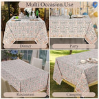 Ridhi Salmon & Green Hand Block Print Cotton Tablecloth 140 x 72 Inch - Image 5