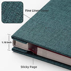 HoneyTolly Large Photo Album Self Adhesive, DIY Scrapbook Album for 3x5 4x6 8x10 Pictures, 60 Pages Linen Cover Memory Book, Ideal Gift for Family Wedding Baby Christmas Anniversary(Dark Green) - Image 3