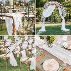 12 Pack White Table Runner 10ft Romantic Chiffon Table Runner for Wedding Baby Shower and Birthday Party Cake Table Decorations(120 x 12 in) - Image 6