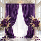 Purple Glitter Sequin Backdrop Curtains 6ftx8ft Photo Drapes - Image 2