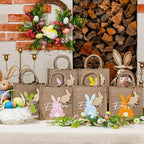 Huhumy 12 Pack Easter Burlap Bags with Tags Jute Bunny Baskets Egg Hunts Candy Gift Goodie Treat Tote Bags for Party Favor Bunny Egg Hunt Gift - Image 4