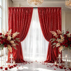 Red Glitter Sequin Backdrop Curtains 8ftx10ft Photo Drapes - Image 7