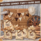 Weekgrat 50 Pcs My First Rodeo Birthday Party Favors Bags with Handles for Guest Western Cowboy 1st Birthday Gift Bag with Tissue Paper Ribbons Cowboy Candy Bag My First Rodeo Party Supply(Brown) - Image 6