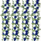 Riceshoot 4 Pcs 26 ft Artificial Eucalyptus Vines Garland with Flowers Faux Floral Greenery Garlands Rose Wreath for Wedding Party Arch Table Decor Backdrop Decorations (Blue and White) by Zuqqaaoor