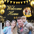 Custom Welcome Home Banner Decoration, Black Gold Welcome Back Home Yard Sign for Outdoor Decor, Military Homecoming Deployment Returning Party Supplies(5x7.5ft) - Image 7