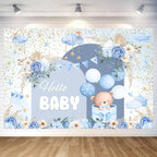 20X10ft Blue Baby Shower Backdrop Cute Blue Boho Floral Baby Shower Backdrop, Boy's or Girl's Baby Shower Party Backdrop Decor Cartoon Baby Shower Birthday Party Background Photo Booth Props - Image 5