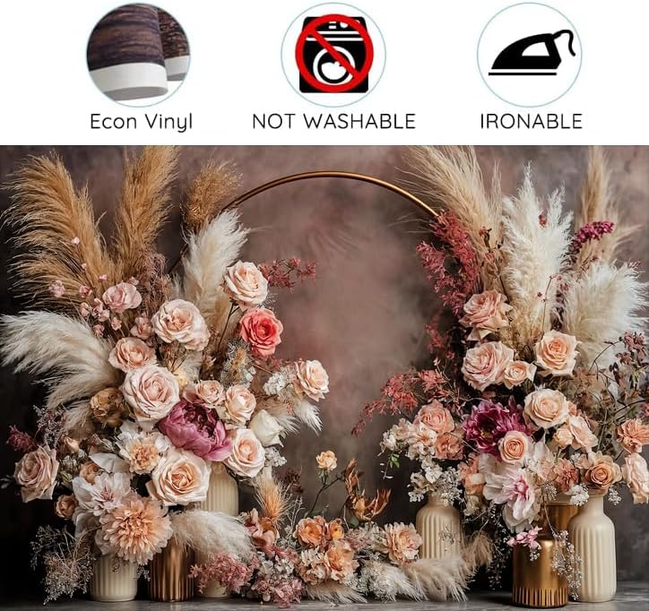 20x10ft Bohemian Floral Wedding Backdrop Retro Boho Flowers Pampas Grass Curtain Photography Background Bridal Shower Anniversary Birthday Baby Shower Pregnancy Party Decoration Photo Banner - Image 7