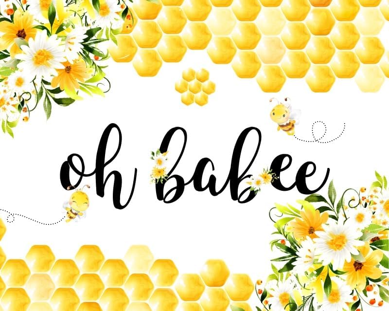 Oh Babee Baby Shower Party Backdrop Colorful Flowers Yellow Honeycomb Baby Shower Party Decorations Background Bee Sweet Honey Gender Reveal Party Birthday Party Studio Props 8x8ft by Canessioa