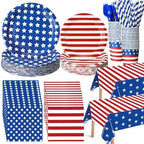 Funnymoom 452 Pcs Patriotic Paper Plates Napkins Cups Set Party Supplies by Funnymoom