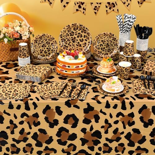 Funnymoom 452 Pcs Leopard Print Birthday Party Decoration Supplies Serve 50 - Image 6