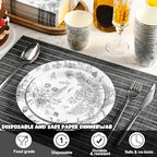 Dandat 250 Pcs Black Disposable Plates and Napkins Floral Tableware Set for 50 Guests Disposable Plates Napkins Cups for Wedding Baby Bridal Shower Party Supplies (Vintage) - Image 4