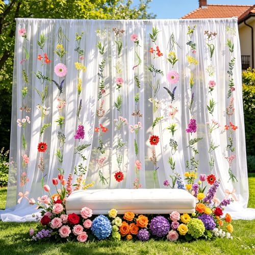 Livole 12Pcs 72Ft Wildflower Garland with Bow Hanging Flower Wall Backdrop - Image 2