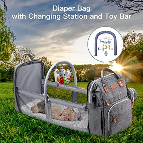 ISMGN Diaper Bag Backpack with Changing Station, Baby Bag for Mom, DeepGrey - Image 3