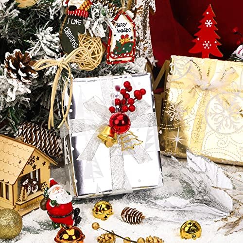 WRAPAHOLIC 30 Inch Christmas Wrapping Paper Roll - Jumbo Roll Red Green Gold and Silver Snowflakes Trees Holiday Collection with Metallic Foil Shine - 4 Rolls - 30 Inch x 120 Inch Per Roll - Image 5