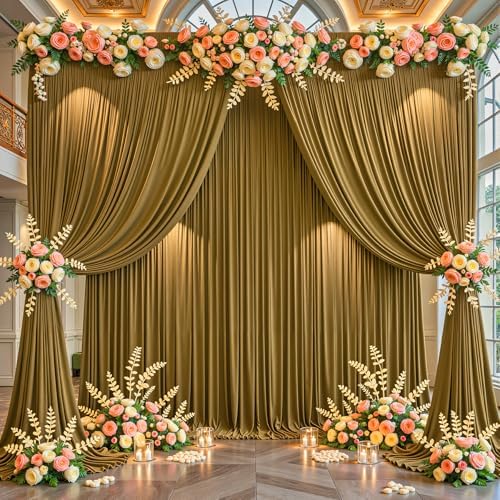 Brown Backdrop Curtains-Wrinkle-Free Polyester Photography Drapes Party Curtain Background for Baby Shower Wedding Decorations- 24 X10FT (Brown) - Image 4