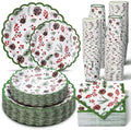 Domensi 250 Pcs Holly Leaf Christmas Party Supplies Set for 50 by Domensi